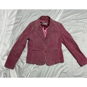 Rare Vintage WILSONS MAXIMA Suede Jacket Bubblegum Pink Stitched Dart Women Sz L